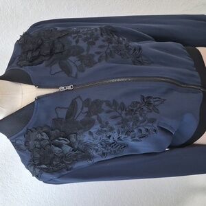 Mika Mindal Floral Design Zip Up Jacket